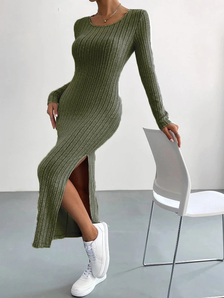 Robe en tricot à manches longues