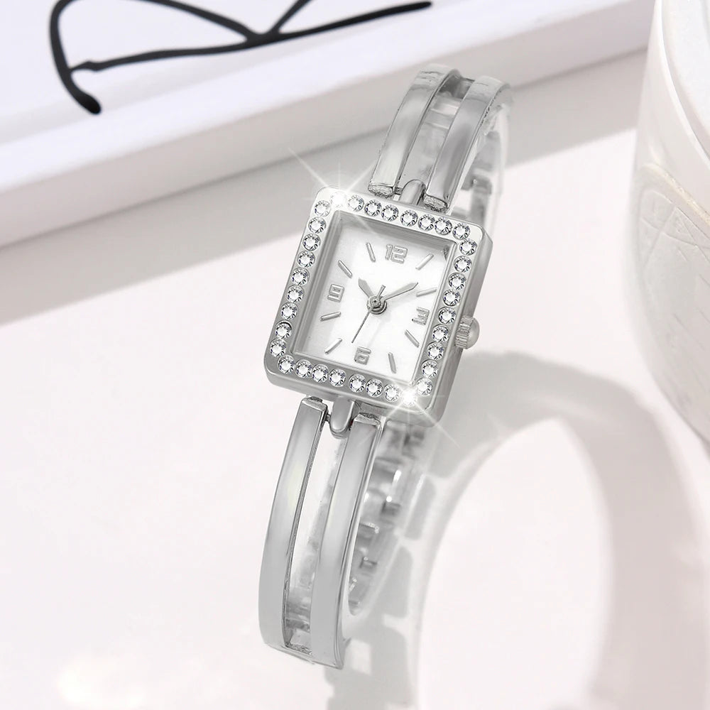 Ensemble de montre décontractée en argent pour femme