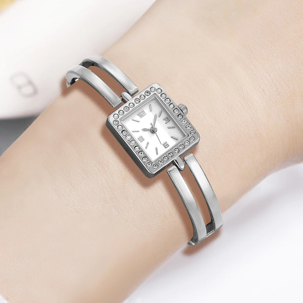 Ensemble de montre décontractée en argent pour femme