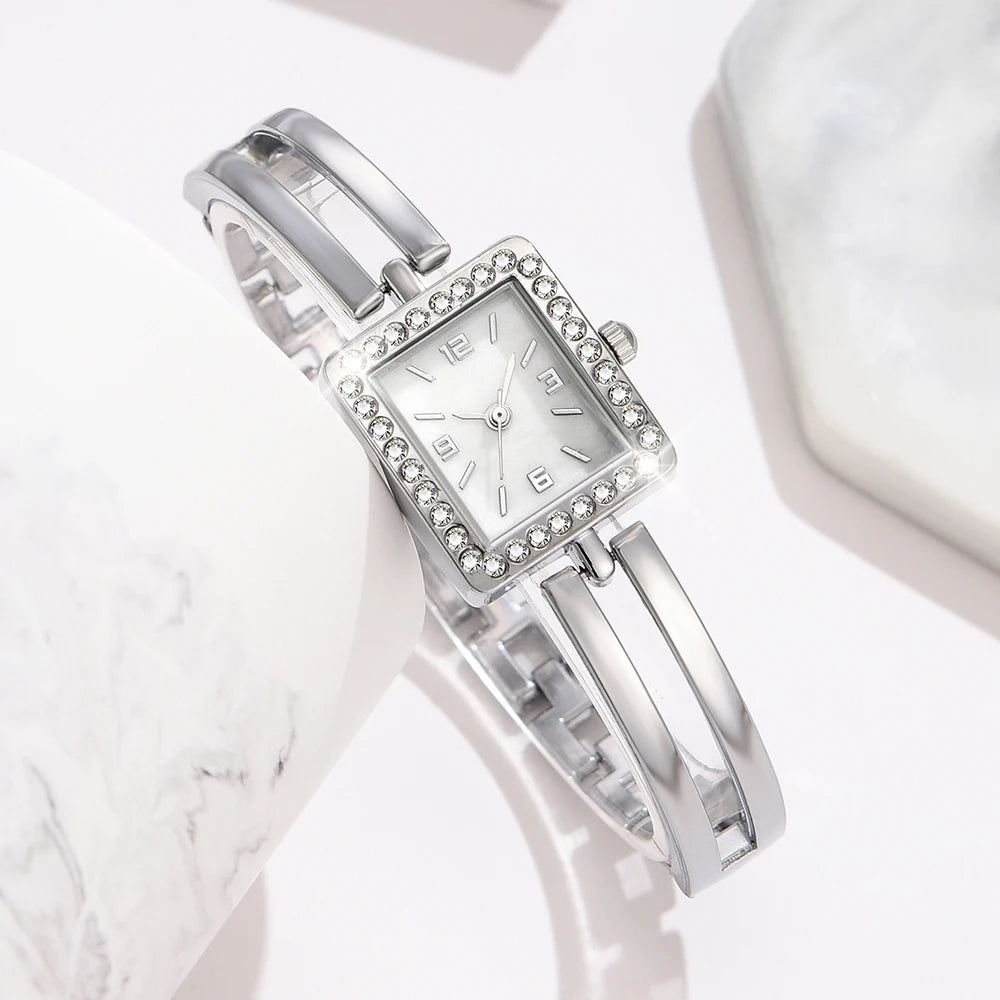 Ensemble de montre décontractée en argent pour femme